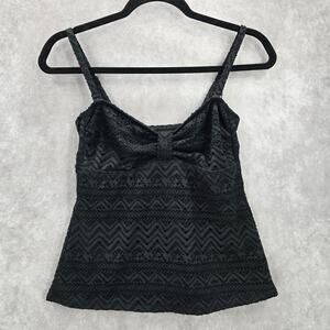 Catalina Black Crochet Lace Swimwear Tankini Top S Small 4-6